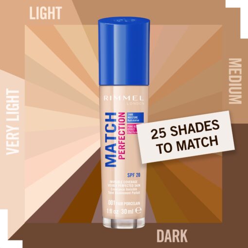 ⁦كريم أساس ماتش بيرفيكشن بعامل حماية من الشمس SPF20 من ريميل لندن - Rimmel London Match Perfection Foundation⁩ - الصورة ⁦2⁩