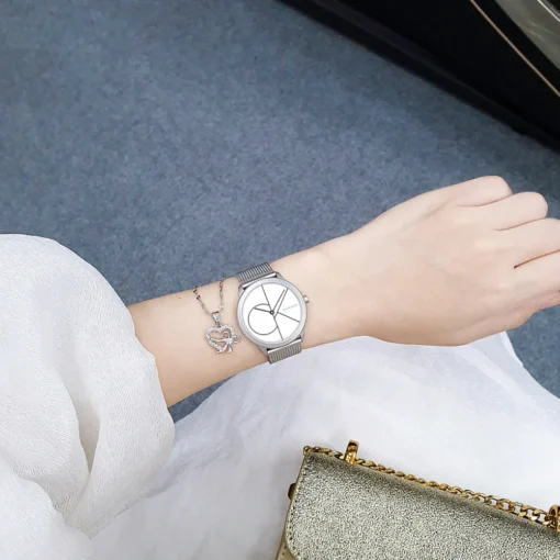 ⁦كالفن كلاين فضي للنساء - Calvin Klein Minimal K3M5215X Women's Watch⁩ - الصورة ⁦5⁩