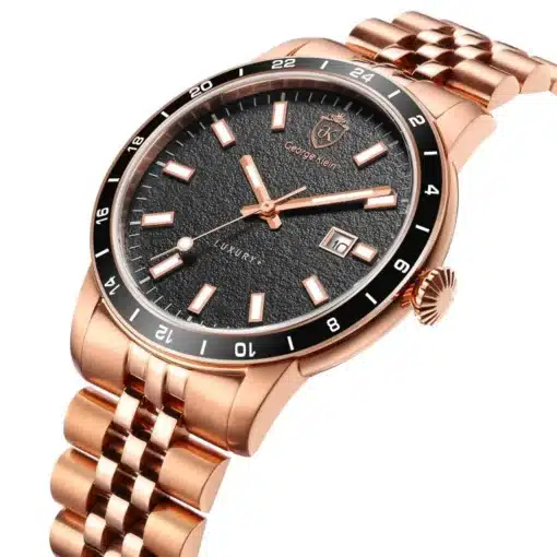 ⁦جورج كلاين الفاخر باللون الذهبي الوردي للرجال - George Klein LUXURY+ Rose Gold Stainless Steel Band⁩ - الصورة ⁦2⁩