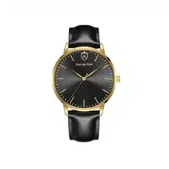 جورج كلاين كلاسيك فيرينزي الذهبية للرجال - George Klein Classic Firenze Gold Case Hands & Logo With Black Dial