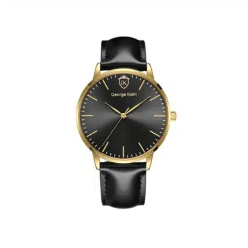 جورج كلاين كلاسيك فيرينزي الذهبية للرجال - George Klein Classic Firenze Gold Case Hands & Logo With Black Dial