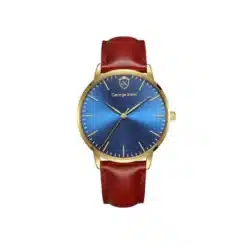 جورج كلاين كلاسيك جينوفا الذهبية للرجال - George Klein Classic Genova Gold Case, Hands & Logo With Navy Blue Dial