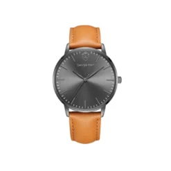 جورج كلاين كلاسيك ميلانو بسوار من الجلد الإيطالي للرجال - George Klein Classic Milano Light Brown Italian Leather Strap