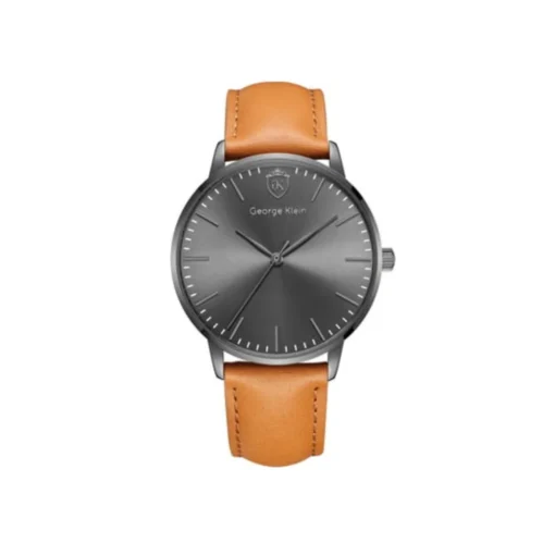 جورج كلاين كلاسيك ميلانو بسوار من الجلد الإيطالي للرجال - George Klein Classic Milano Light Brown Italian Leather Strap