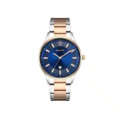 جورج كلاين سفنتين ثنائي اللون الفضي والذهب الوردي للرجال - George Klein seventeen Two Tone Silver & Rose Gold