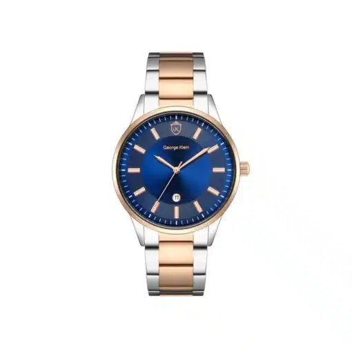 جورج كلاين سفنتين ثنائي اللون الفضي والذهب الوردي للرجال - George Klein seventeen Two Tone Silver & Rose Gold