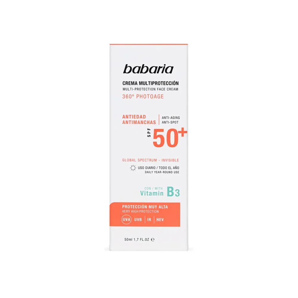 كريم واقي شمس للوجه متعدد الحماية 360 درجة من باباريا 50 مل - Babaria Facial Sun Cream Multiprotection 360º Photoage +SPF50
