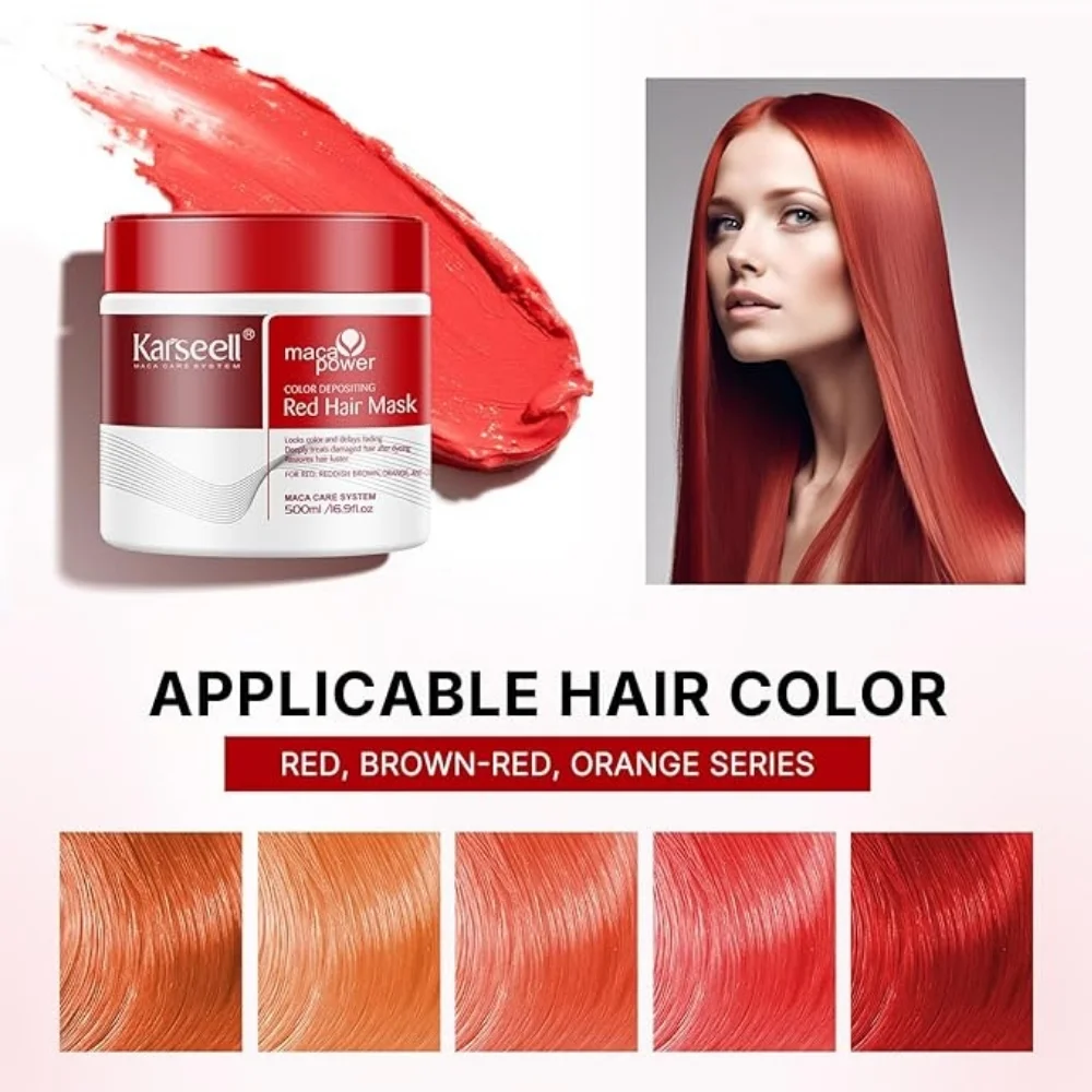 قناع Karseell Color Depositing Red Hair Mask للشعر الأحمر 500 مل - الصورة 3